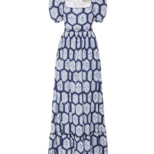 Agua by Agua Bendita Pomelo Floral-printed Linen Maxi Dress in Blue